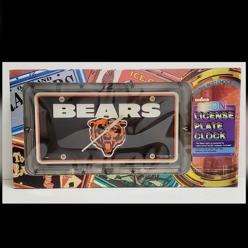 Chicago Bears 2005 Teltime NEON License Plate Clock NFL